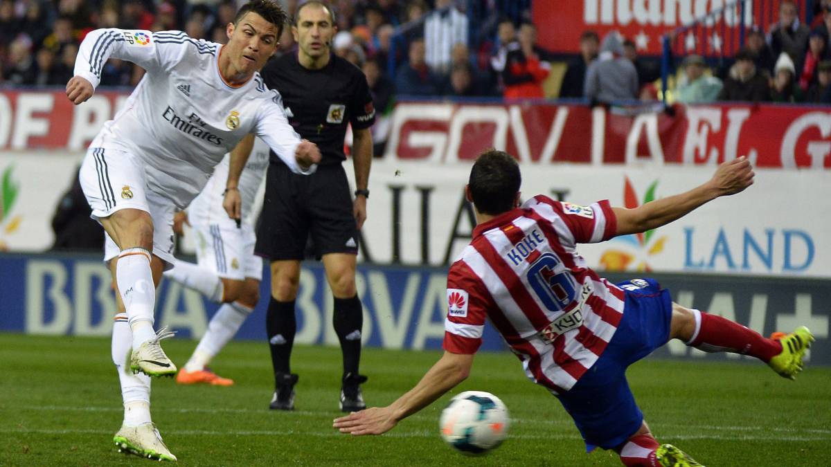 Cristiano Ronaldo, durante el Atlético Madrid-Real Madrid del 2 de marzo de 2014.