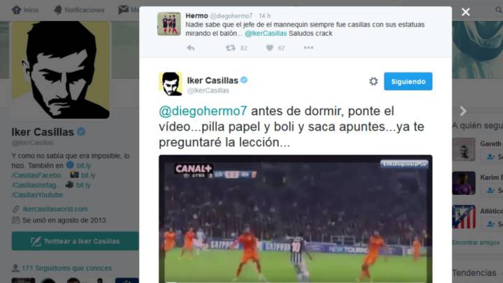 Casillas salta cuando un tuitero le llama 'jefe del mannequin'