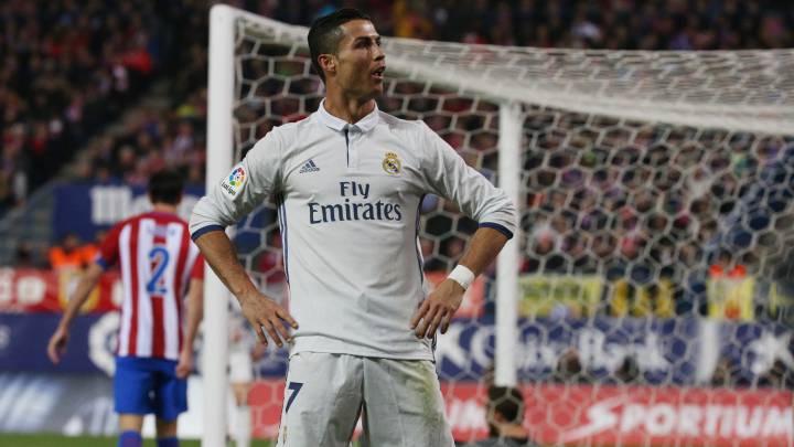 Atlético 0-3 Real Madrid: Cristiano celebra uno de sus goles en la victoria del Madrid sobre el Atlético