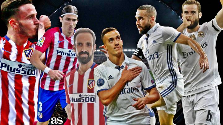 El último derbi liguero en el Vicente Calderón contó con la presencia de seis canteranos del Real Madrid: Juanfran, Filipe Luis, Saúl, Nacho Fernández, Carvajal y Lucas Vázquez.