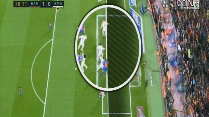 Luis Suárez se encuentra en posición dudosa en el gol del Barça