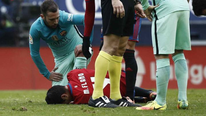Miguel Flaño se lesionó en el partido contra el Barcelona