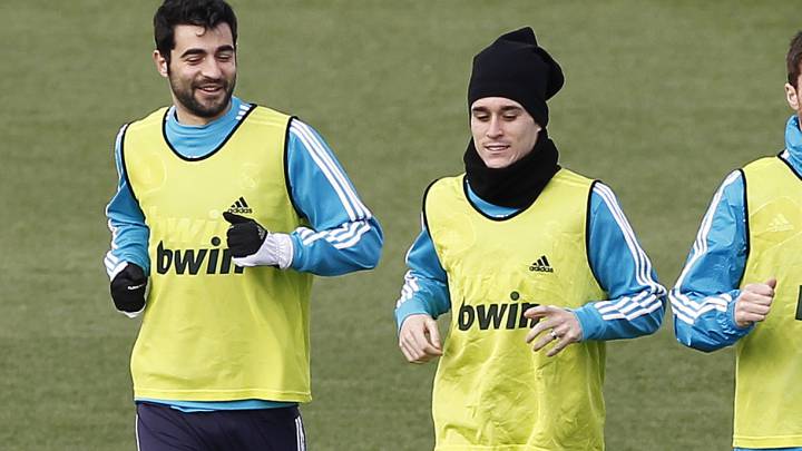 Albiol y Callejón entrenando cuando estaban en el Madrid
