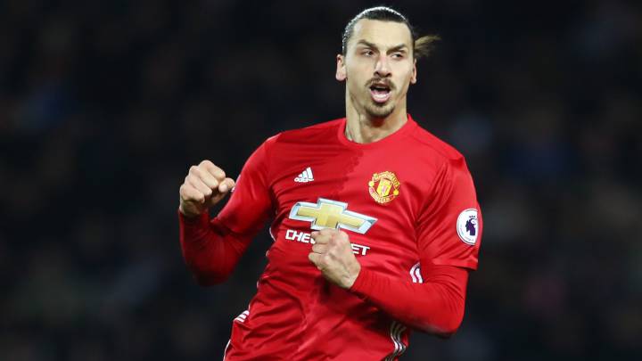 Zlatan Ibrahimovic, delantero sueco del Manchester United, celebra su segundo gol en el partido de Premier League disputado en The Hawthorns entre West Bromwich Albion y el equipo entrenado por el portugués Jose Mourinho.