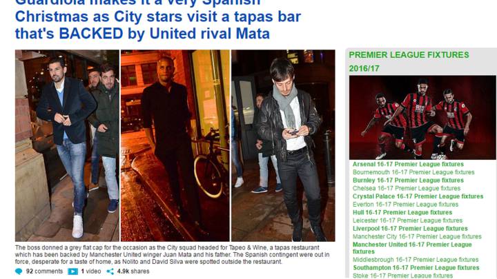El entrenador del Manchester City, Pep Guardiola celebró la Navidad con los jugadores de su plantilla en un restaurante español de tapas.