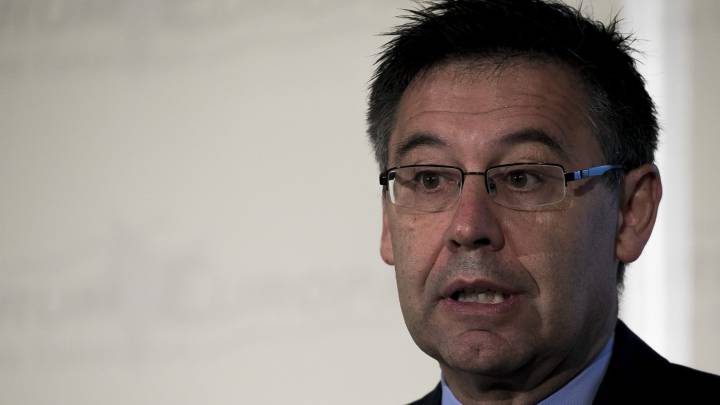 El presidente del FC Barcelona, Josep María Bartomeu, en el Hotel Palace, en Barcelona con motivo del Forum Europa Tribuna Cataluña, desayuno informativo.