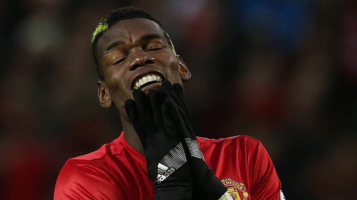 Paul Pogba, durante el empate a uno del Manchester United y el Liverpool.