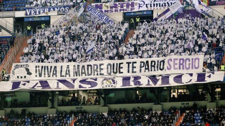 Pancarta dedicada a Sergio Ramos