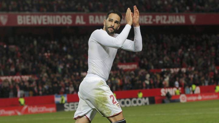 Rami, celebrando la victoria ante el Real Madrid en el Sánchez Pizjuán.