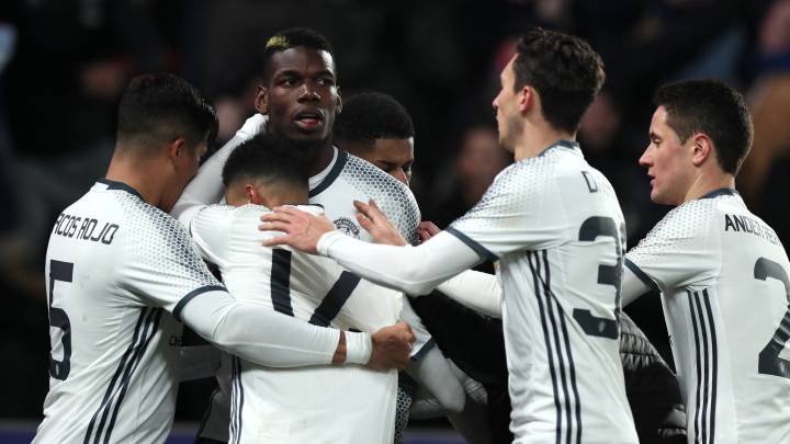 Los jugadores del United celebran el pase a la final