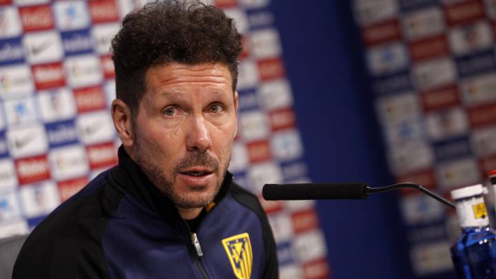 Diego Pablo 'el Cholo' Simeone, entrenador del Atlético de Madrid, en rueda de prensa.