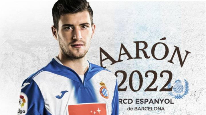 Aarón tras ampliar su contrato con el Espanyol hasta 2022.
