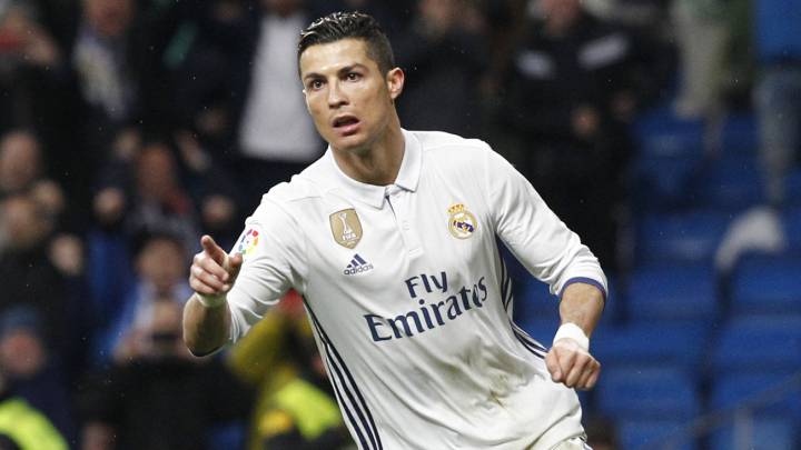 Cristiano celebra un gol en el Bernabéu
