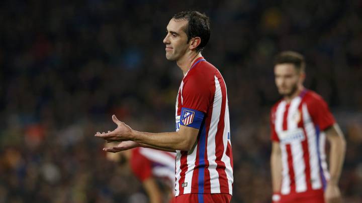 Godín, durante el partido.
