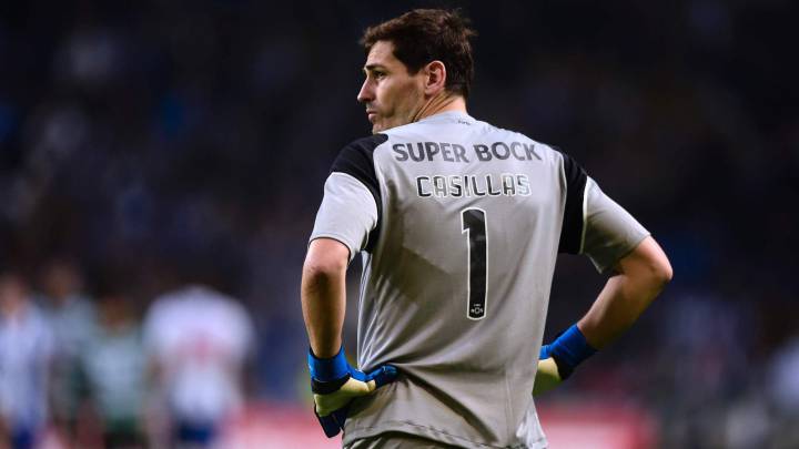 Porto's Spanish goalkeeper Iker Casillas looks on during the Portuguese league football match FC Porto vs Sporting CP at the Dragao stadium in Porto on February 4, 2017.
