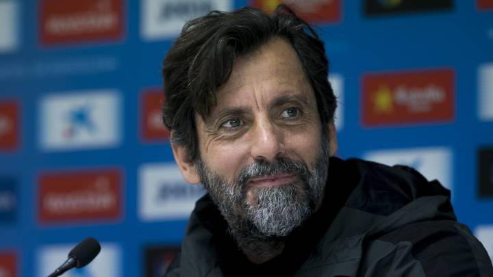 Quique Sánchez Flores, técnico del Espanyol, durante una rueda de prensa.