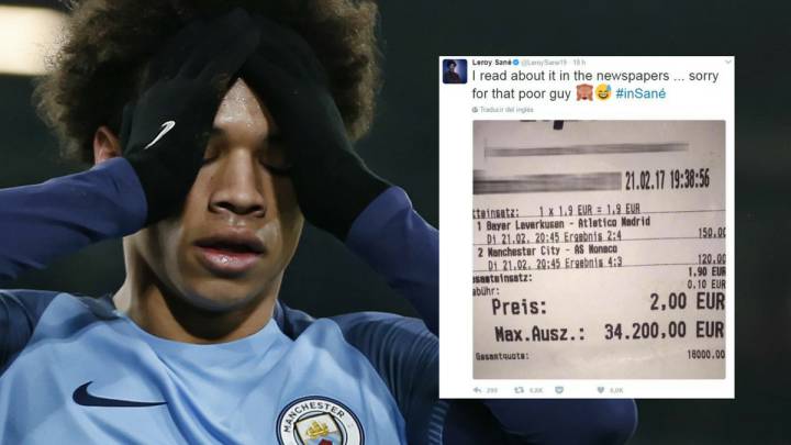 Sané arruina una apuesta de 34.200 euros y pide perdón