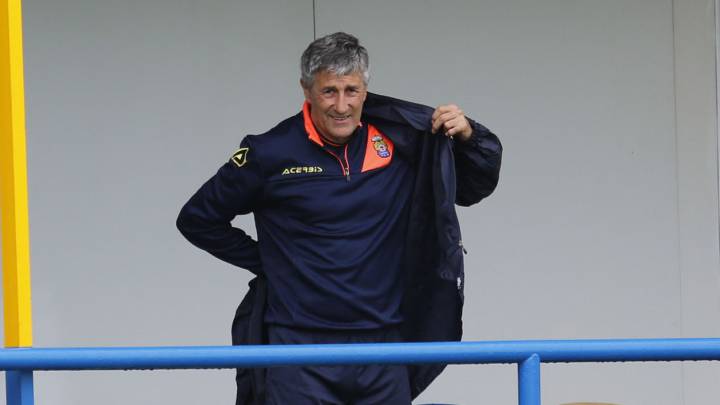 Quique Setién, entrenador de Las Palmas, durante un entrenamiento.