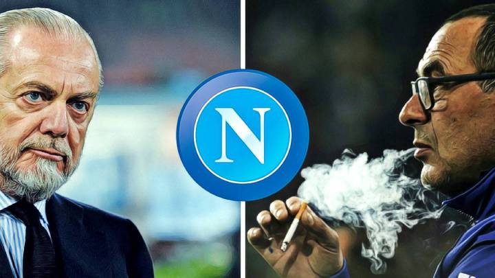 Aurelio de Laurentiis y Maurizio Sarri, presidente y entrenador, respectivamente del Nápoles italiano.