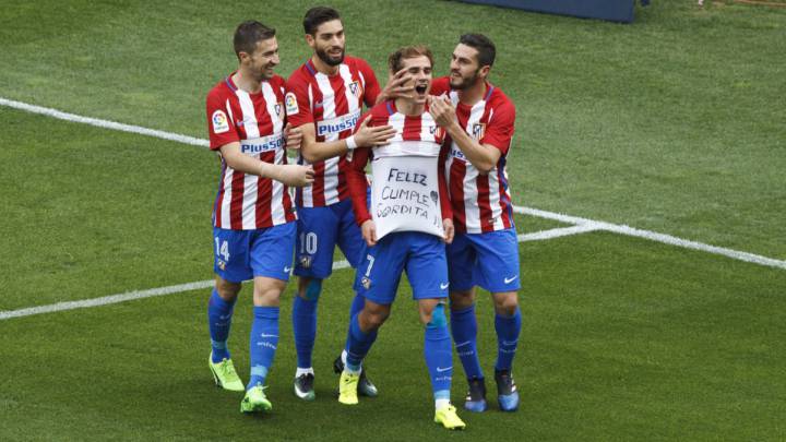 Griezmann celebra su primer gol.