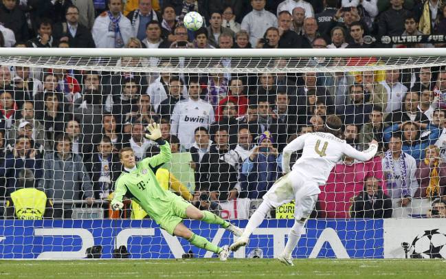 Penalti fallado por Ramos contra el Bayern en 2012.