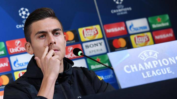 Juventus' forward Paulo Dybala attends the press conference on the eve of the Champions League, round of sixteen match between Juventus and Porto, at the Juventus stadium, in Turin, Italy, Monday, March 13, 2017.