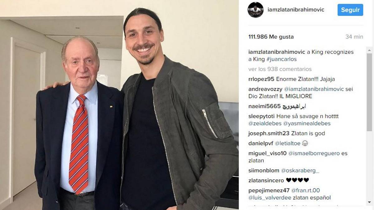 Ibrahimovic con el Rey Emérito