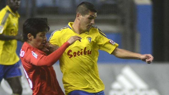 Garrido en el partido contra el Sevilla Atlético.