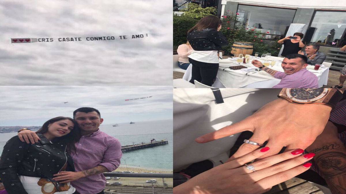 Gary Medel pidió matrimonio con un mensaje en una avioneta