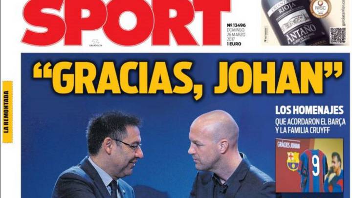 El homenaje a Cruyff, en las portadas de Barcelona