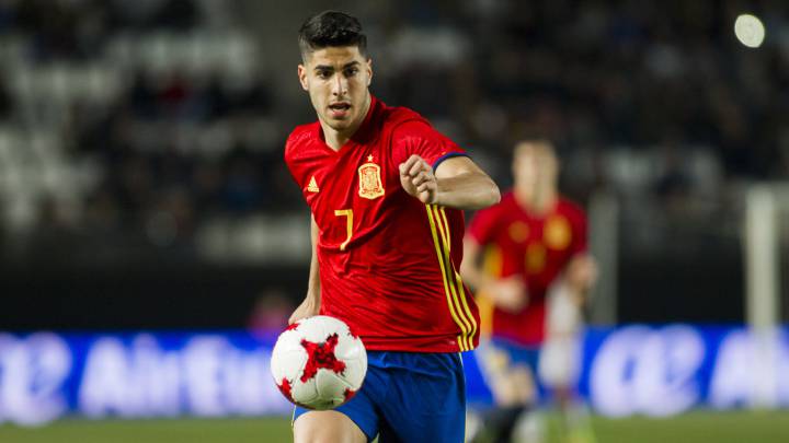 El jugador del Real Madrid, Marco Asensio, con España Sub-21.