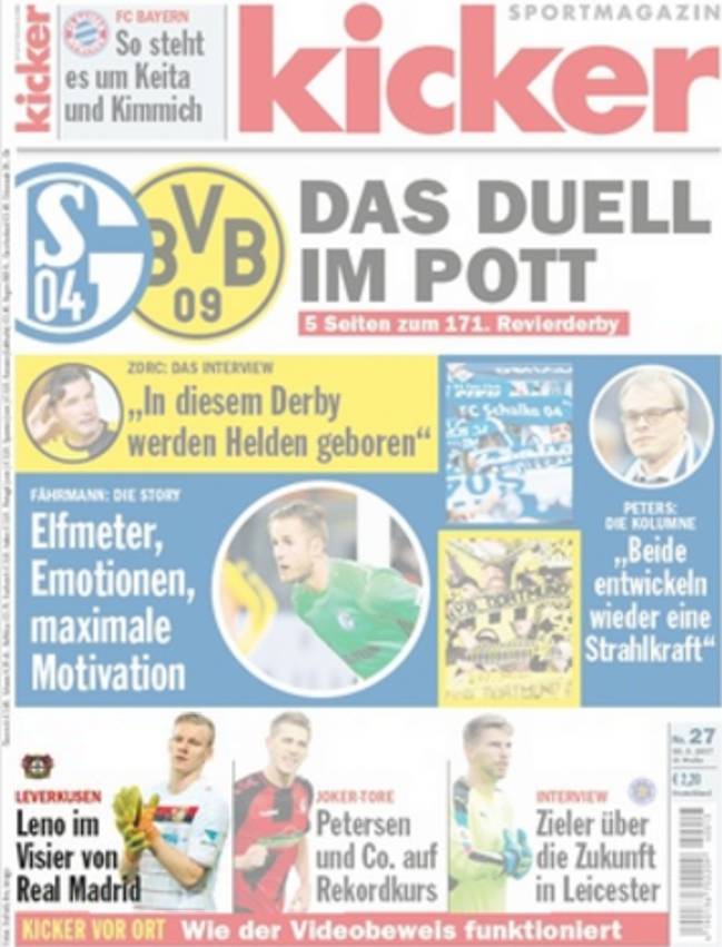Portada de 'Kicker', el jueves 30/03/2017.