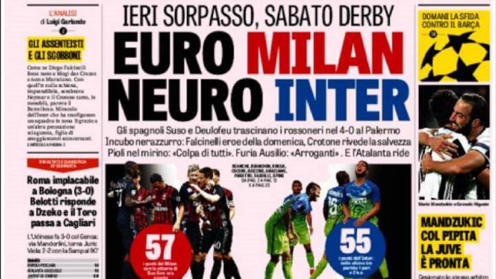 Portada de La Gazzetta dello Sport del día 10 de abril de 2017.