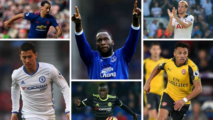Ibrahimovic, Hazard, Lukaku, Kante, Kane y Alexis.