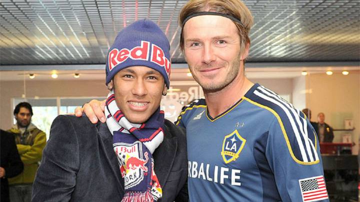 Neymar JR. y David Beckham, juntos en una imagen de archivo.