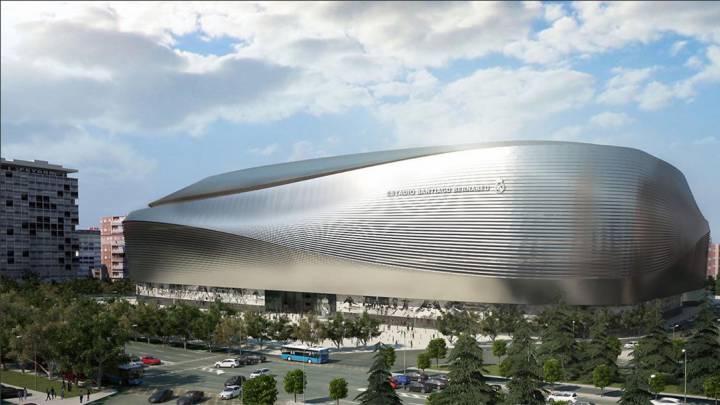 La piel metálica del Bernabéu presentada en 2014.