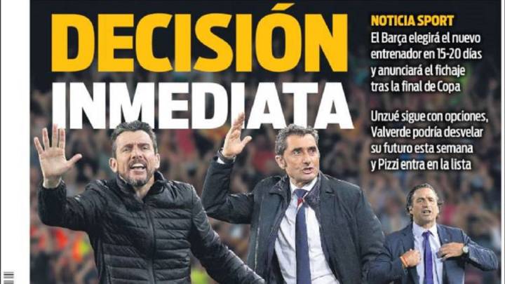 Portada del Diario Sport del día 1 de mayo de 2017.