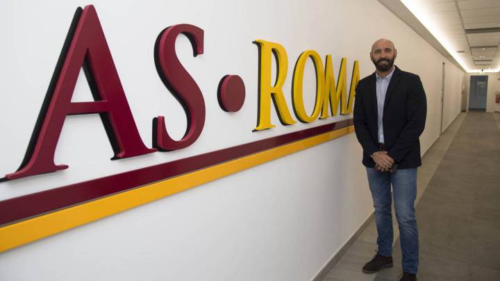 Monchi, en su presentación como nuevo director deportivo del AS Roma.