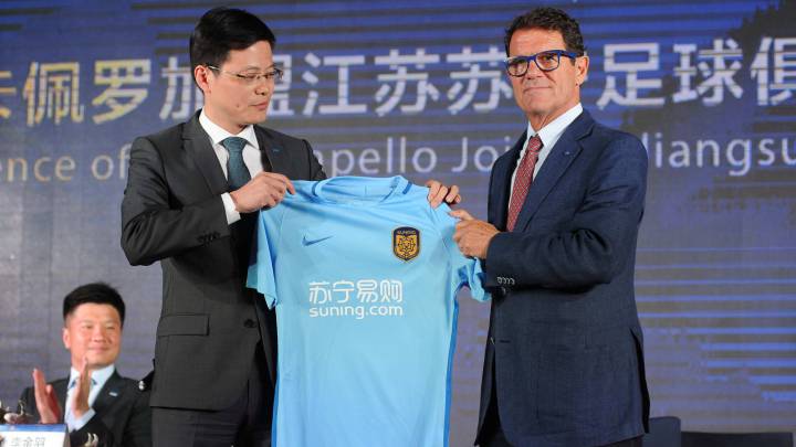 Capello en su presentación con el Jiangsu Suning.