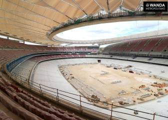 La colocación de las butacas en las obras del Wanda Metropolitano