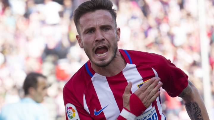 Saúl celebrar un gol con el Atlético de Madrid durante la pasada temporada