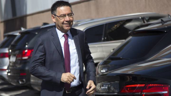 FC Barcelona's president Josep Maria Bartomeu, arrives at FC Barcelona offices for sign the new contract extension for Ivan Rakitic (not seen) at Camp Nou Stadium in Barcelona, Spain on March 10, 2017.
