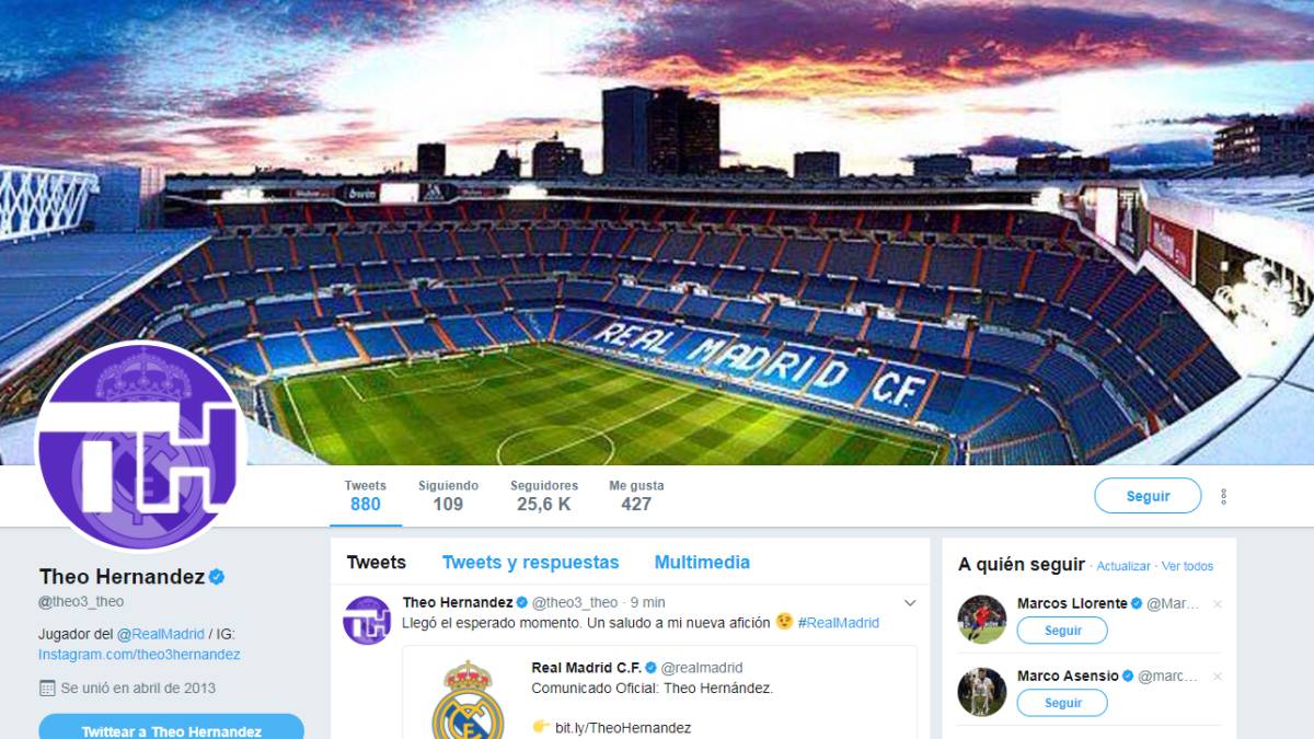 Twitter de Theo Hernández.