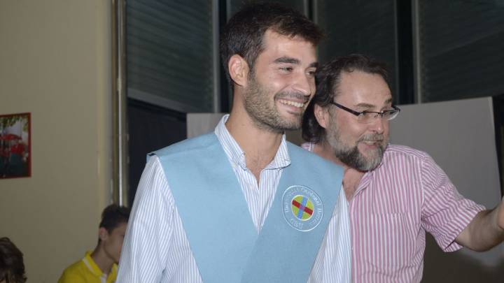 Manu Trigueros durante su graduación en Educación Primaria.