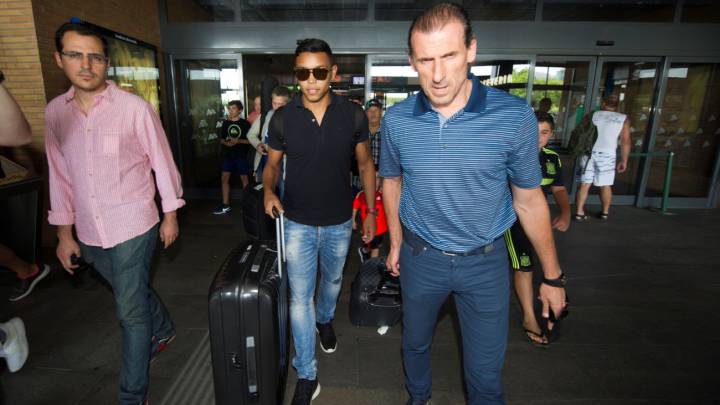 Luis Muriel, a la llegada a Sevilla.