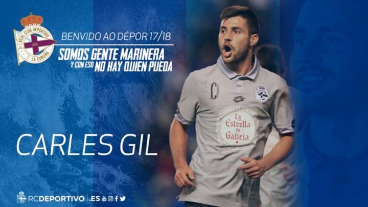 Carles Gil jugará por segunda temporada consecutiva en calidad de cedido en el Deportivo.