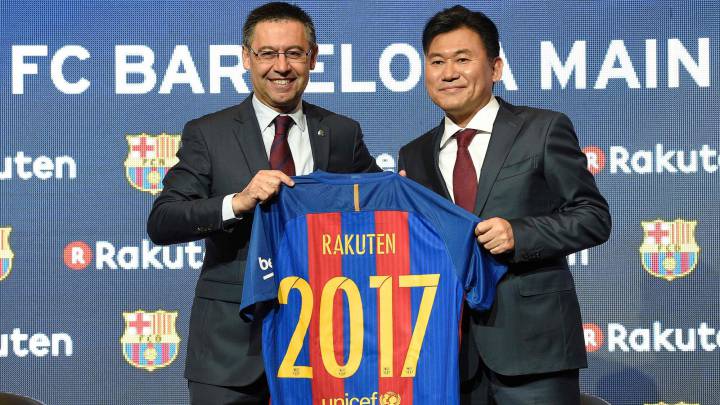 Bartomeu, durante la presentación del acuerdo con Rakuten.