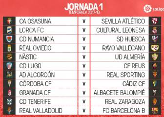 Tenerife-Zaragoza y Oviedo-Rayo, en la primera jornada de Segunda