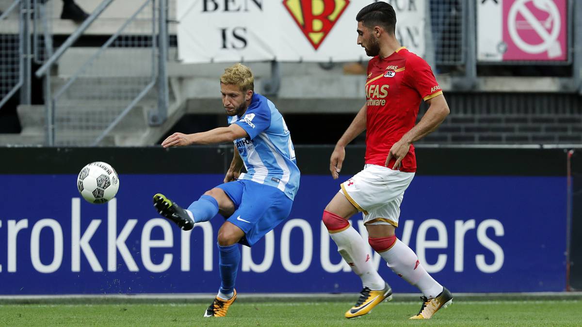 Keko, jugador del Málaga, durante el partido ante el AZ Alkmaar.