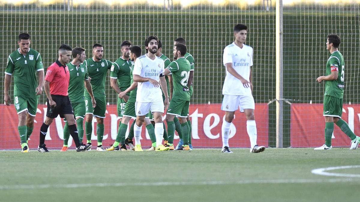 El Leganés celebra uno de sus goles en el 0-2 contra el Real Madrid Castilla, partido de pretemporada disputado en el Estadio Alfredo di Stéfano.